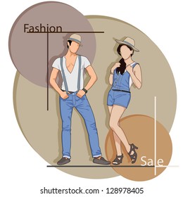 easy to edit vector illustration of people in fashion sale poster