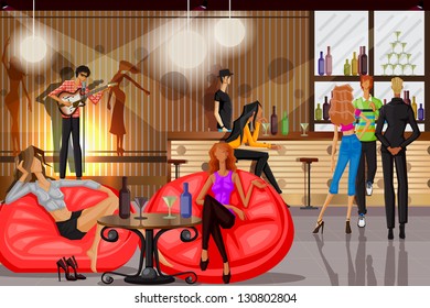 easy to edit vector illustration of people in party