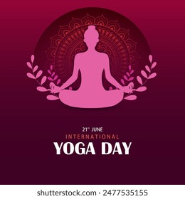 Fácil de editar Ilustración vectorial de personas haciendo ejercicio asana para la celebración del Día Internacional del Yoga el 21 de junio