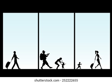 easy to edit vector illustration of people in airport lounge