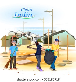 easy to edit vector illustration of people involved in Clean India Mission