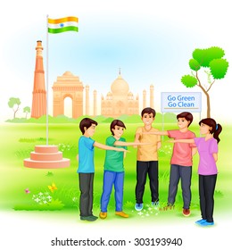 easy to edit vector illustration of people involved in Clean India Mission