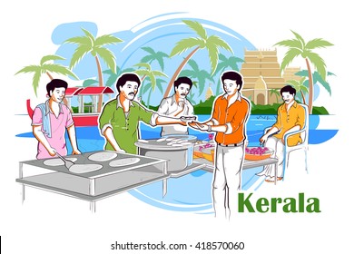 Easy To Edit Vector Illustration Of People And Culture Of Kerala, India