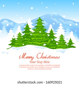 easy to edit vector illustration of pine tree in Christmas winter landscape