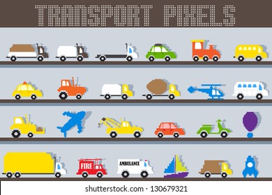 easy to edit vector illustration of pixel vehicle