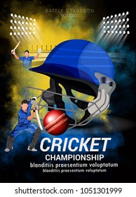 easy to edit vector illustration of player in abstract Cricket Championship background