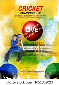 easy to edit vector illustration of player in abstract Cricket Championship background