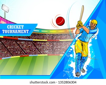 easy to edit vector illustration of player batsman in Cricket Championship Tournament background