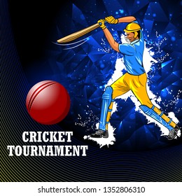 easy to edit vector illustration of player batsman in Cricket Championship Tournament background