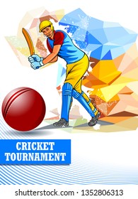 easy to edit vector illustration of player batsman in Cricket Championship Tournament background