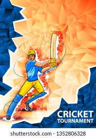 easy to edit vector illustration of player batsman in Cricket Championship Tournament background