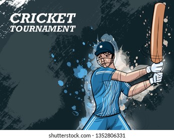 easy to edit vector illustration of player batsman in Cricket Championship Tournament background