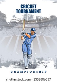 easy to edit vector illustration of player batsman in Cricket Championship Tournament background