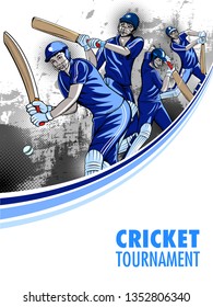easy to edit vector illustration of player batsman in Cricket Championship Tournament background