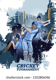 easy to edit vector illustration of player batsman in Cricket Championship Tournament background