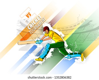 easy to edit vector illustration of player batsman in Cricket Championship Tournament background