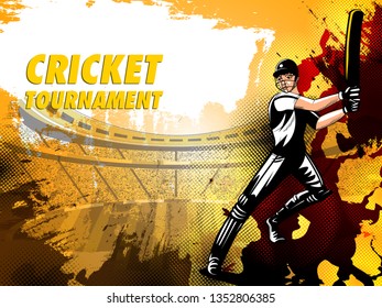 easy to edit vector illustration of player batsman in Cricket Championship Tournament background