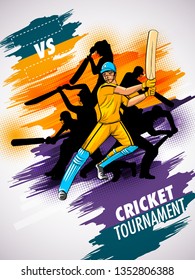 easy to edit vector illustration of player batsman in Cricket Championship Tournament background