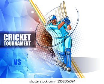 easy to edit vector illustration of player batsman in Cricket Championship Tournament background