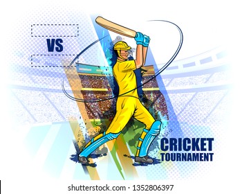 easy to edit vector illustration of player batsman in Cricket Championship Tournament background