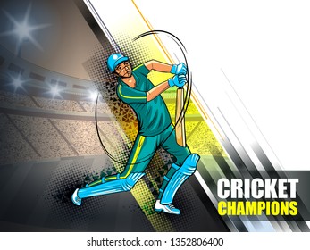 easy to edit vector illustration of player batsman in Cricket Championship Tournament background