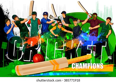 easy to edit vector illustration of player in abstract Cricket Championship background