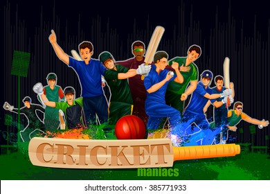 easy to edit vector illustration of player in abstract Cricket Championship background