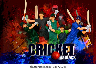 easy to edit vector illustration of player in abstract Cricket Championship background