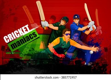 easy to edit vector illustration of player in abstract Cricket Championship background