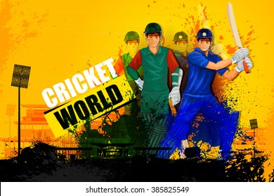 easy to edit vector illustration of player in abstract Cricket Championship background