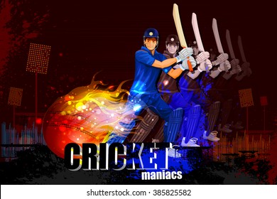 easy to edit vector illustration of player in abstract Cricket Championship background