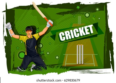 easy to edit vector illustration of player in abstract Cricket Championship background