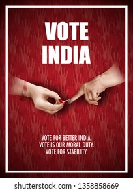 easy to edit vector illustration of poster banner show hand of Indian people for election and vote polling campaign of India