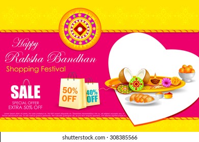 easy to edit vector illustration of Raksha bandhan shopping Sale