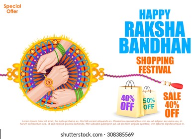 easy to edit vector illustration of Raksha bandhan shopping Sale