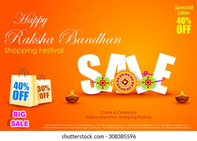 easy to edit vector illustration of Raksha bandhan shopping Sale