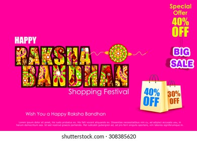 easy to edit vector illustration of Raksha bandhan shopping Sale