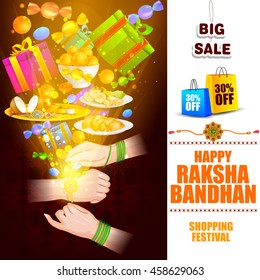 easy to edit vector illustration of Raksha bandhan shopping Sale promotion background for Indian festival