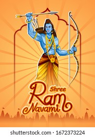 easy to edit vector illustration of Ram Navmi background showing festival of India