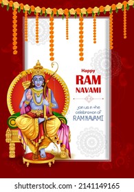 easy to edit vector illustration of Ram Navami background showing festival of India with Hindi massage meaning Shree Rama