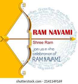 easy to edit vector illustration of Ram Navami background showing festival of India with Hindi massage meaning Shree Rama