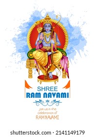 easy to edit vector illustration of Ram Navami background showing festival of India with Hindi massage meaning Shree Rama