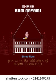 easy to edit vector illustration of Ram Navami background showing festival of India with Hindi massage meaning Shree Rama