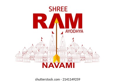 easy to edit vector illustration of Ram Navami background showing festival of India with Hindi massage meaning Shree Rama