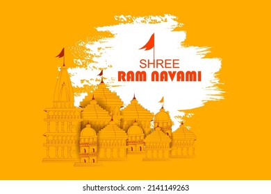 easy to edit vector illustration of Ram Navami background showing festival of India with Hindi massage meaning Shree Rama