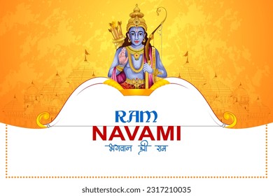 easy to edit vector illustration of Ram Navami background showing festival of India with Hindi massage meaning Shree Rama