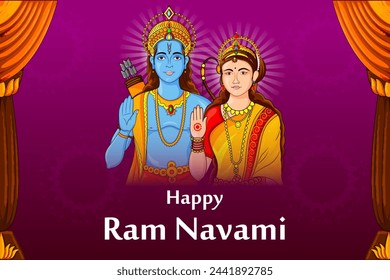 easy to edit vector illustration of Ram Navami background showing festival of India