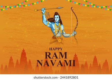 easy to edit vector illustration of Ram Navami background showing festival of India