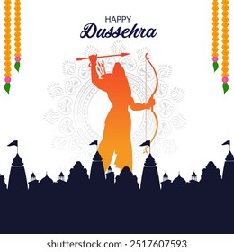 fácil de editar ilustração vetorial de Rama matando Ravana wong fundo feliz Dussehra mostrando festival da Índia