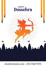 fácil de editar ilustração vetorial de Rama matando Ravana wong fundo feliz Dussehra mostrando festival da Índia